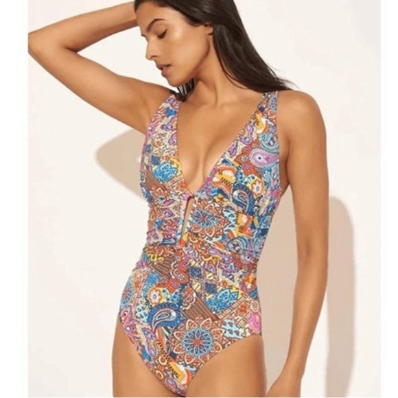 Bleu Rod Beattie multi color paisley one piece swimsuit - Picture 6 of 11
